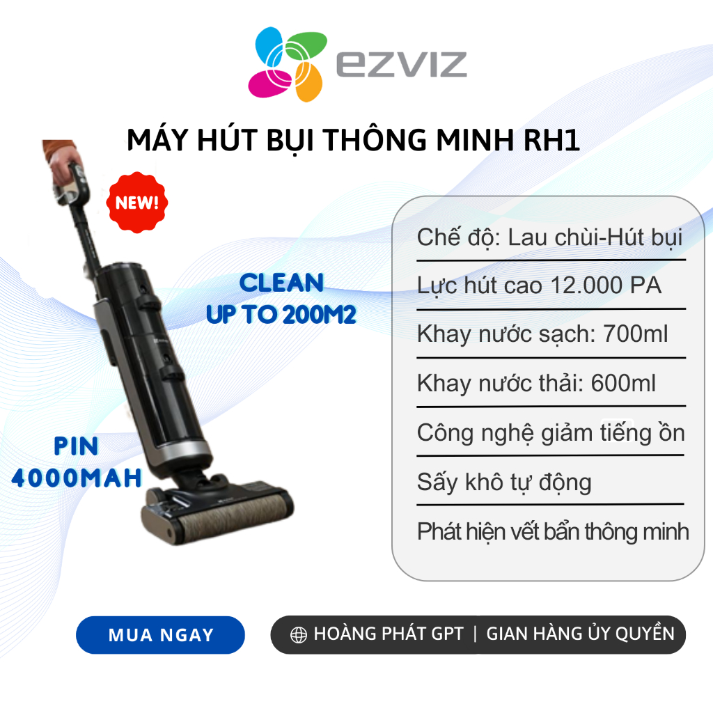 [Mã BMLTA35 giảm đến 35K đơn 99K] Máy hút bụi EZVIZ RH1 Thông minh vệ sinh làm sạch mọi góc cạnh