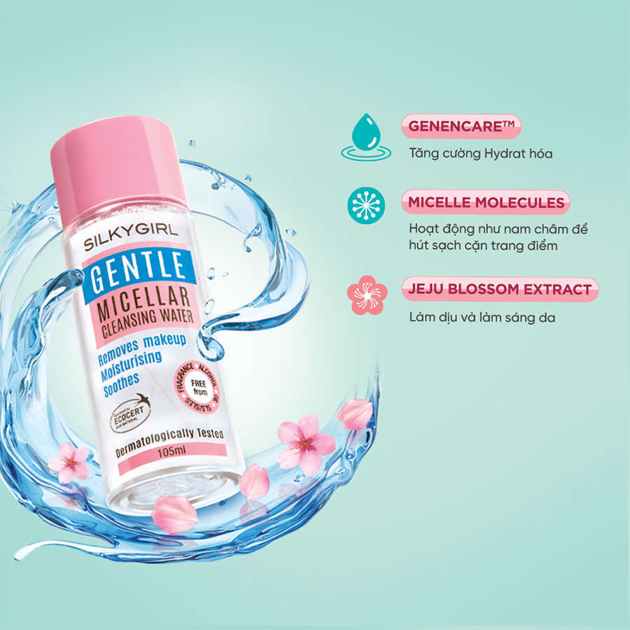 Ảnh Nước tẩy trang dịu nhẹ Silkygirl Gentle Micellar Cleansing Water 105ML/320ML 3