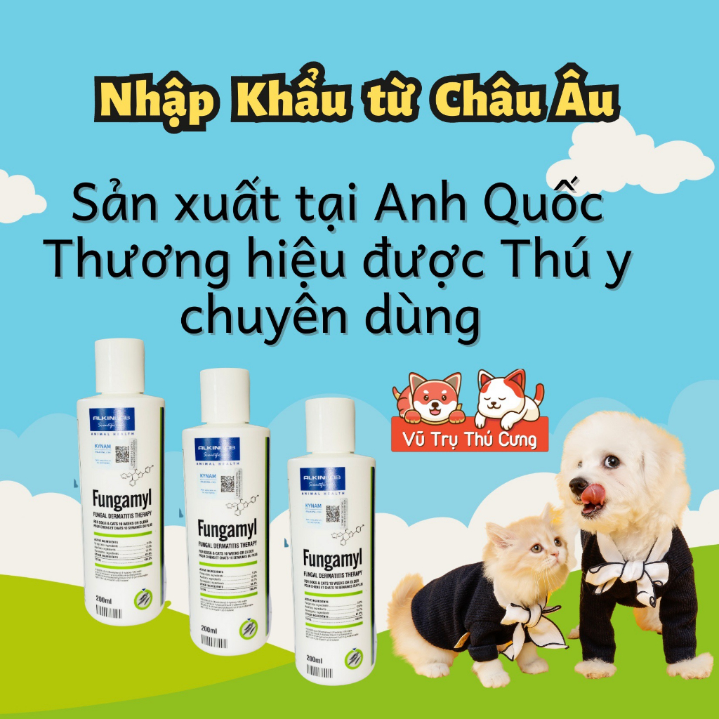 Sữa tắm ngừa Nấm cho Chó Mèo Alkin Fungamyl 200ml