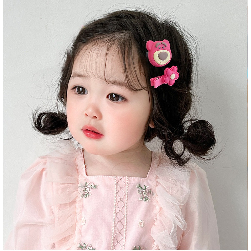 Set 14 kẹp Kẹp Tóc Hình Gấu Dâu Tây Dễ Thương Cho Bé Gái