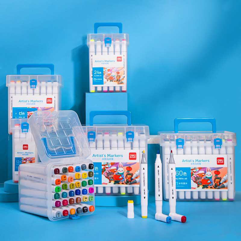 Bút lông màu Maker cao cấp 2 đầu hộp nhựa 12-24-36-48-60 màu | Shopee ...