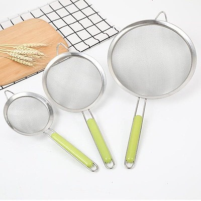 Ray lọc-lọc cháo - lọc nước cốt dừa inox cán nhựa xanh