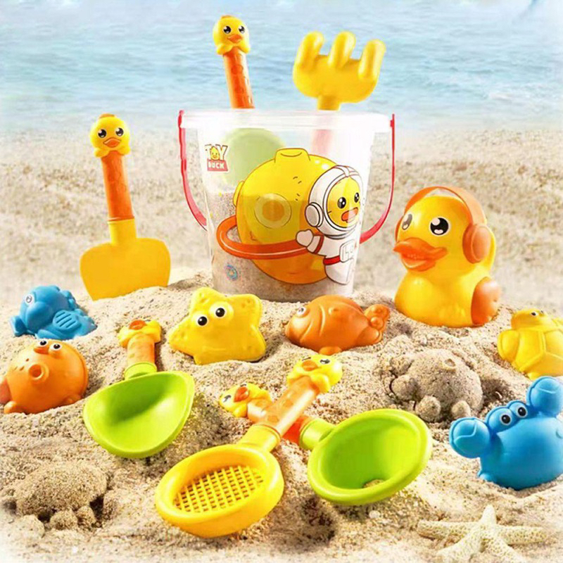 Đồ Chơi Xúc Cát Cho Bé Bộ Xúc Cát Bãi Biển Đi Biển Vịt Vàng Vit Xanh Đi Biển 18 Chi Tiết-Đồ Chơi Cho Bé PUKAPI