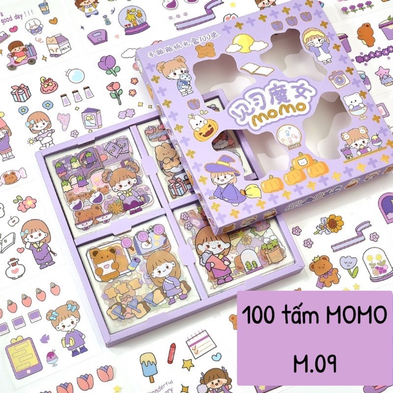 Hộp 100 tấm sticker hình dán cute trang trí - kèm quà | Shopee Việt Nam