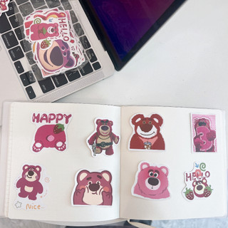 Sticker Gấu Dâu Lotso Chống Nước Hình Dán Cute Dán Mũ Bảo Hiểm Timo ST76