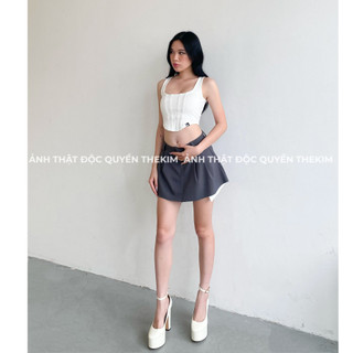 THEKIM Áo croptop 2 dây kiểu croset vạt bầu , áo 2 dây bản to cổ vuông A145