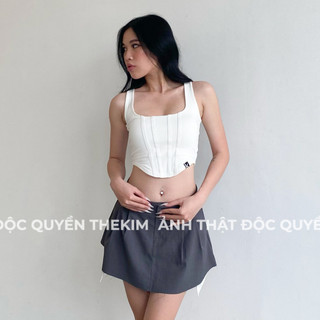 THEKIM Áo croptop 2 dây kiểu croset vạt bầu , áo 2 dây bản to cổ vuông A145