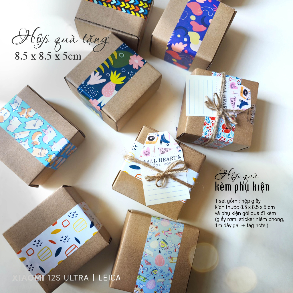 Hộp giấy gói quà kèm full phụ kiện trang trí - Hộp quà tặng Vintage 8 ...
