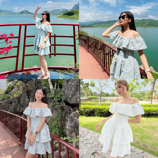 Váy xoè trễ vai 2 tầng Forgirl tiểu thư nữ tính FG037