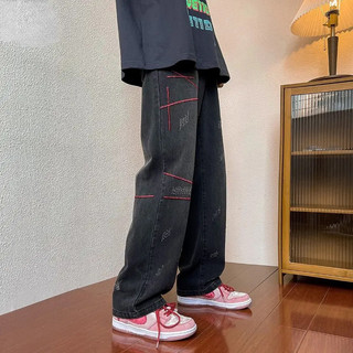 Quần Jeans Baggy Nam Nữ  (hình thêu nổi) Form Rộng Dáng Suông,Chất Bò Màu Đen Xanh,Thời Trang Unisex Phong Cách Hàn Quốc