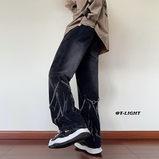 Quần Jeans Baggy Nam Nữ  Màu Loang Phối Phụ Kiện Form Rộng Dáng Suông,Chất Bò Thời Trang Unisex Phong Cách Hàn Quốc