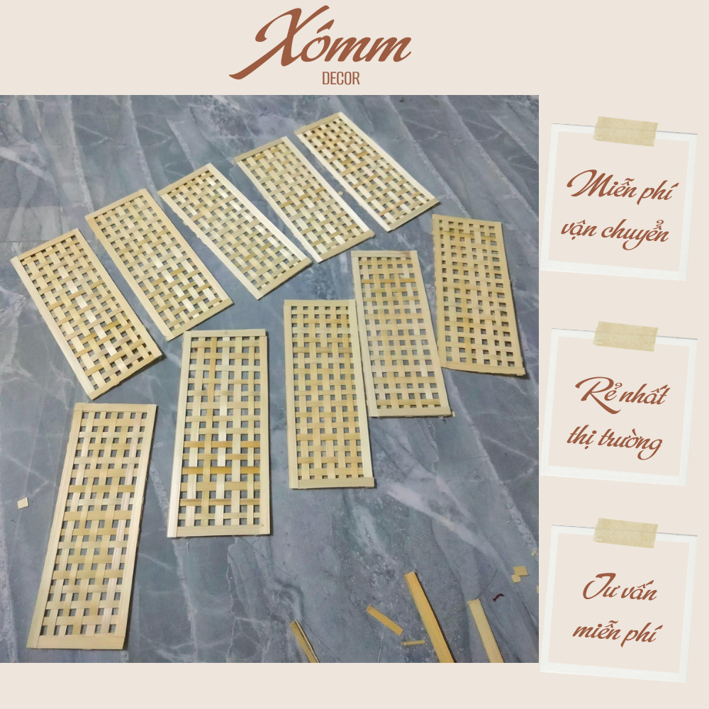 phên tre, tấm tre đan hình chữ nhật trang trí decor tết, góc mầm non ...