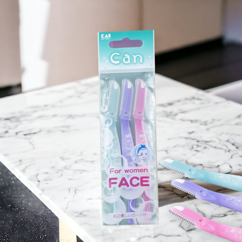Dao Cạo Lông Mặt Cán Dài Dành Cho Nữ Kai Razor Can Face 17810 (1 Set 3 Cây)