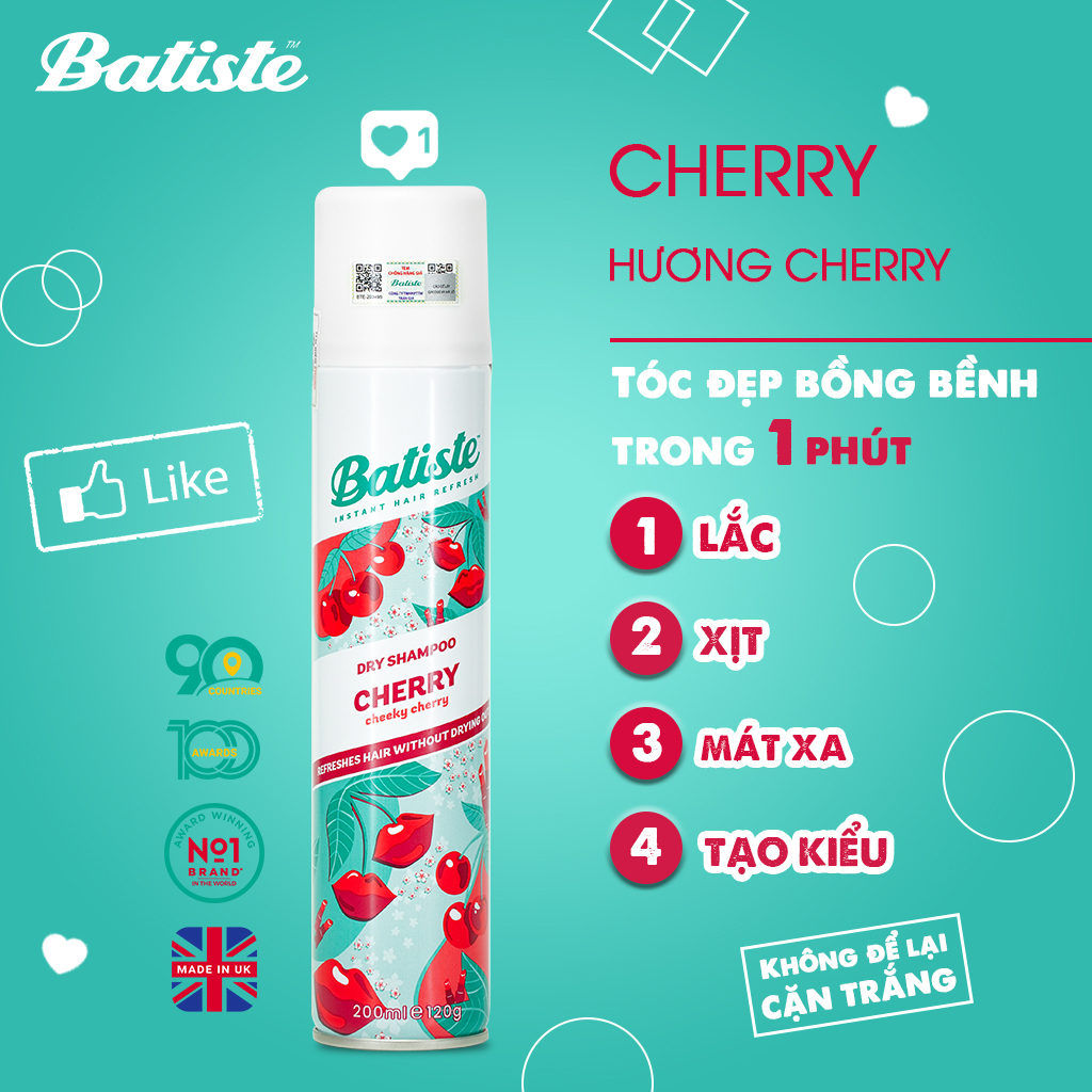 Ảnh Combo 3 Dầu Gội Khô Batiste Cherry 200ml Giúp Mái Tóc Bồng Bềnh, Hết Dầu, Hết Ngứa 3