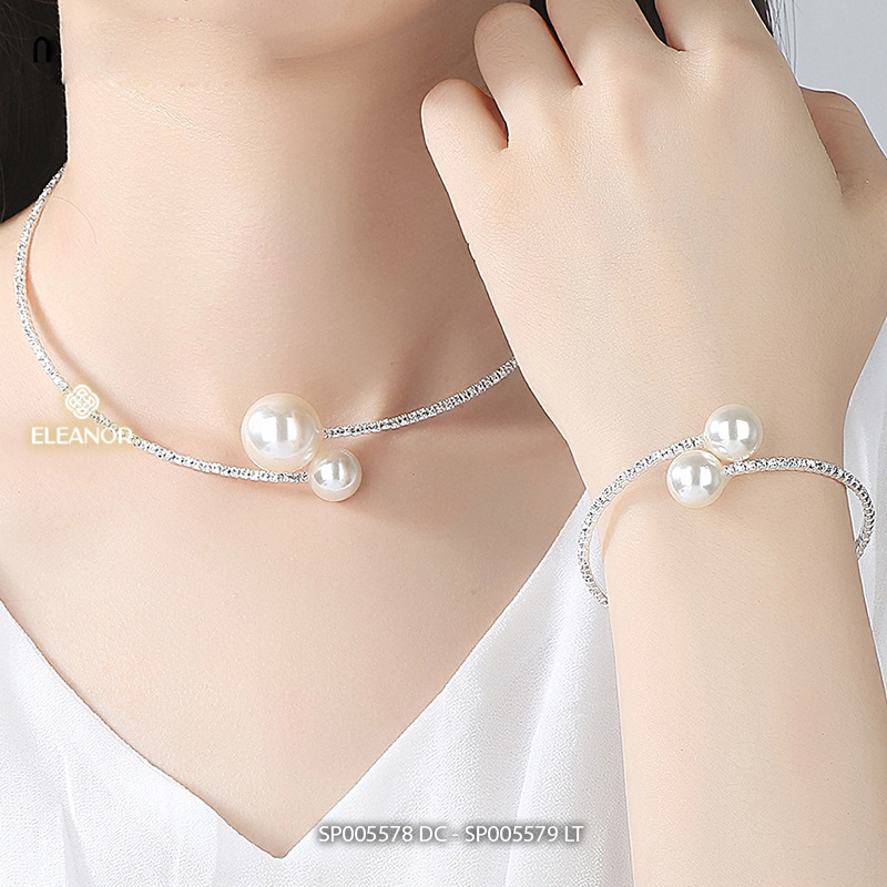 Dây chuyền choker vòng tay Eleanor Accessories bộ trang sức đính đá phụ kiện trang sức 5578
