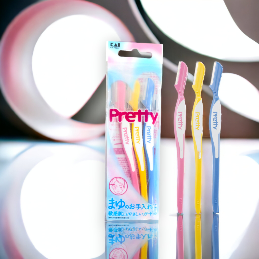 Dao Cạo Lông Mày Cán Dài Kai Pretty 12860 FRML-3PN (Set 3 Cây)