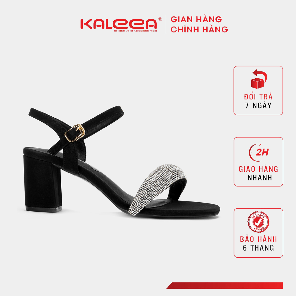 Giày Sandal Nữ Đế Cao 6p Kaleea K204 Thiết Kế Đính Đá Gót Trụ Sang Trọng Da Mềm Cao Cấp Bám Dính Tốt Chống Trơn Trượt