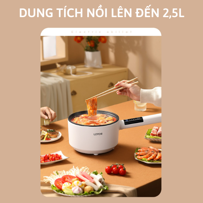 Product image Chảo điện Lotor 19CD dung tích lớn 2.5L , Nồi lẩu điện đa năng CHỐNG DÍNH bảng điều khiển điện tử 2