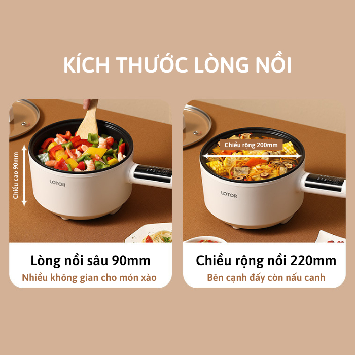 Product image Chảo điện Lotor 19CD dung tích lớn 2.5L , Nồi lẩu điện đa năng CHỐNG DÍNH bảng điều khiển điện tử 5