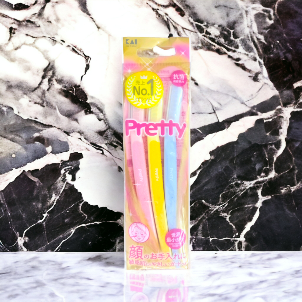 Dao Cạo Lông Mày Cán Dài Kai Pretty 01628-GA0053 Set 3 cây