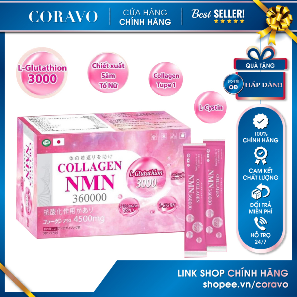 (AUTH) Collagen NMN 360000 Da Sáng Mịn Màng Giúp Làm Chậm Quá Trình Lão ...
