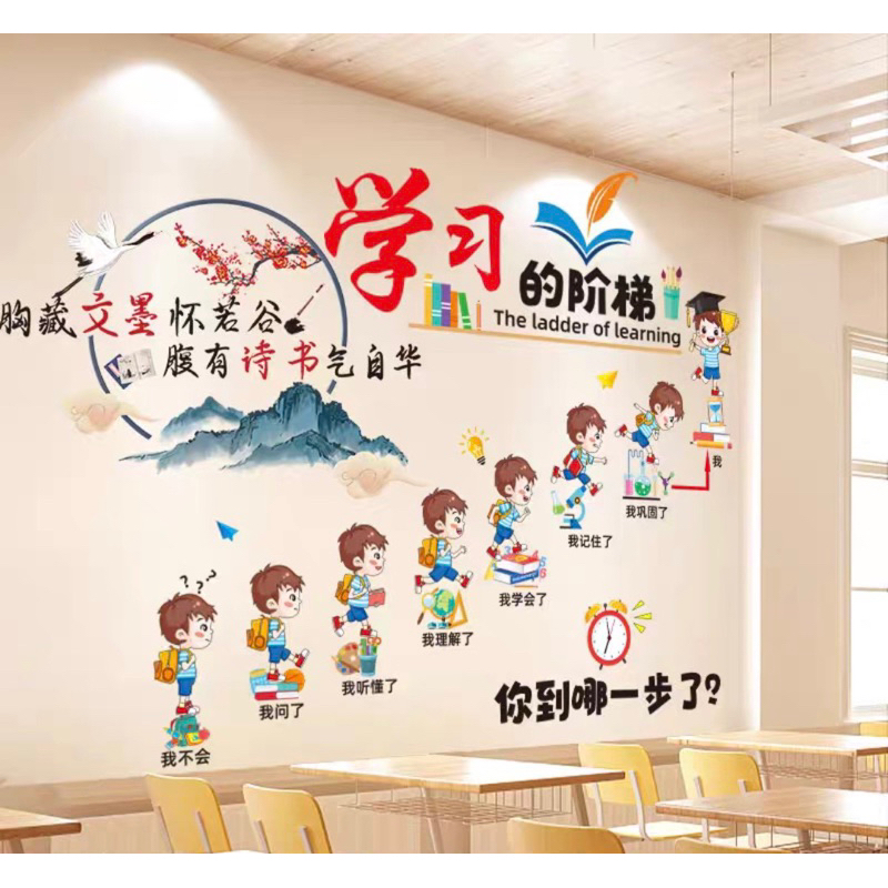 Tranh dán tường Trung Quốc / trang trí lớp học / phòng ngủ Tiếng ...