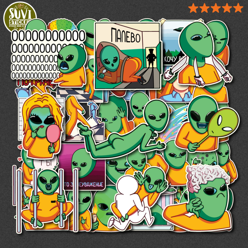 50 Sticker Alien chống nước sticker dán mũ bảo hiểm, laptop, điện thoại ...