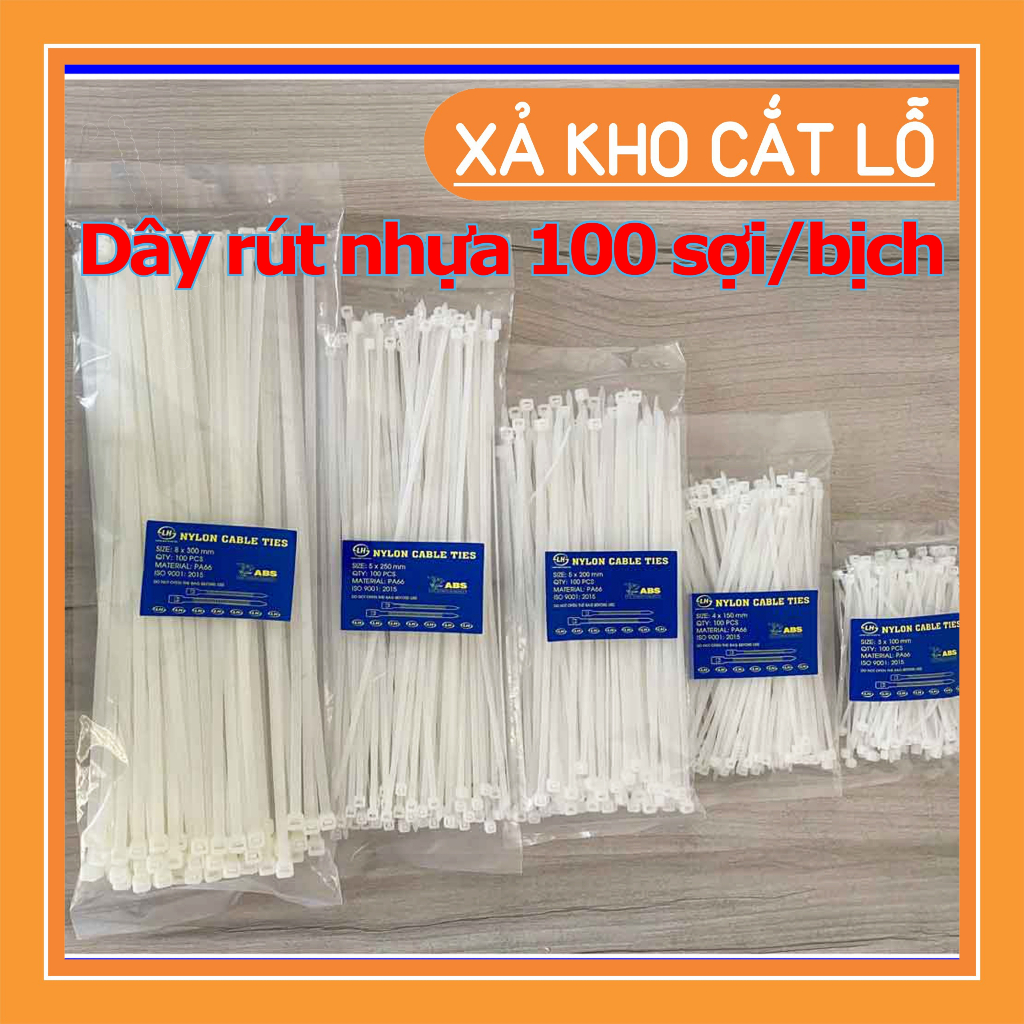 Dây rút dây thít nhựa màu trắng 10cm, 20cm, 30cm (100 sợi/bịch ...