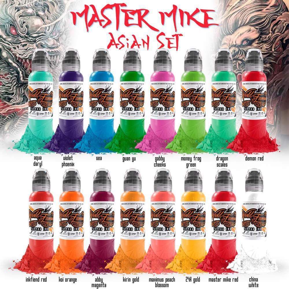 Sét mực xăm WORLD FAMOUS INK - MASTER MIKE ASIAN TATTOO SET 1oz ...