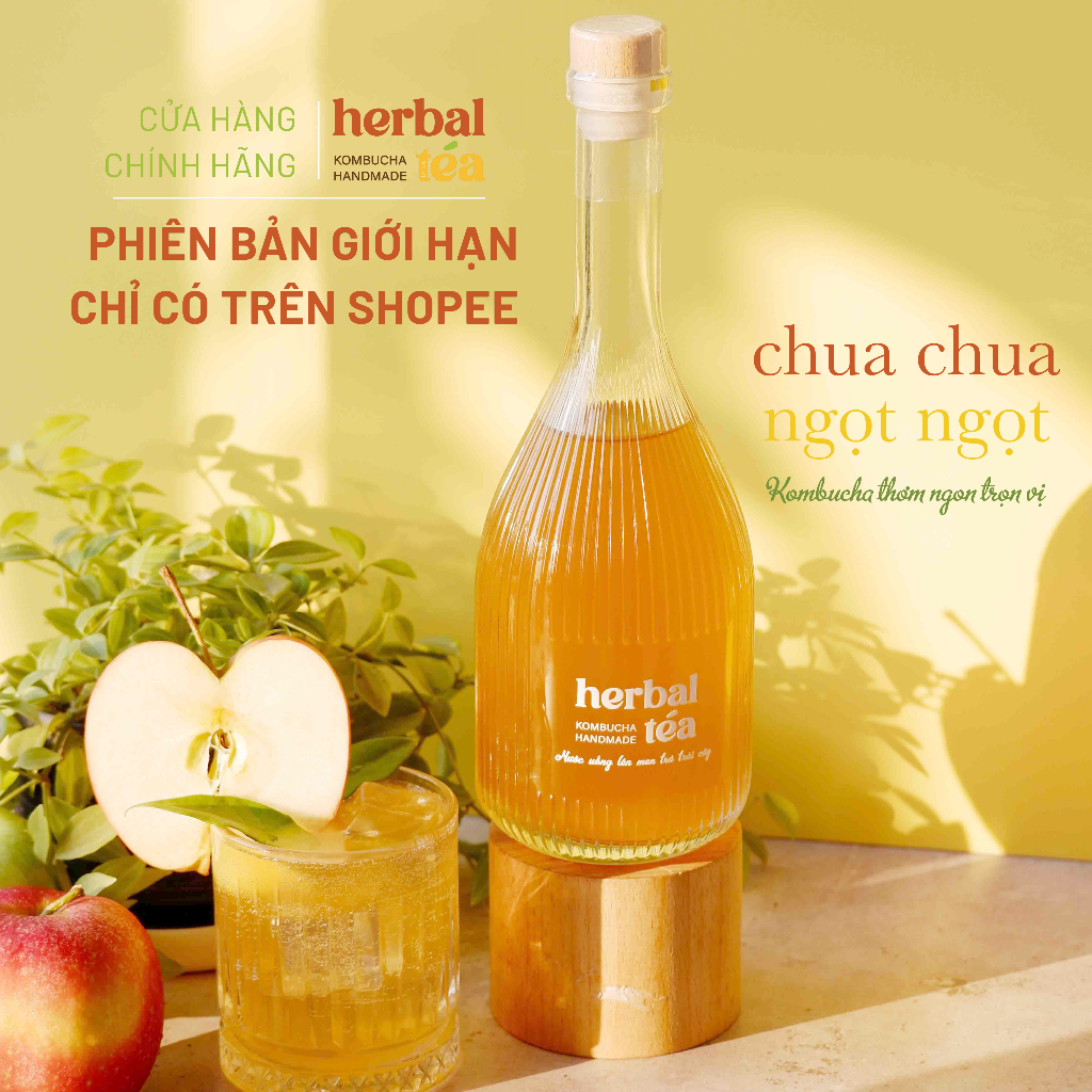 Kombucha Herbal Tea Trà Lên Men Trái Cây 500ML Hỗ Trợ Hệ Tiêu Hoá Và