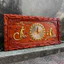 Tranh đồng hồ gỗ hương đỏ khung đục kích thước 41*81cm