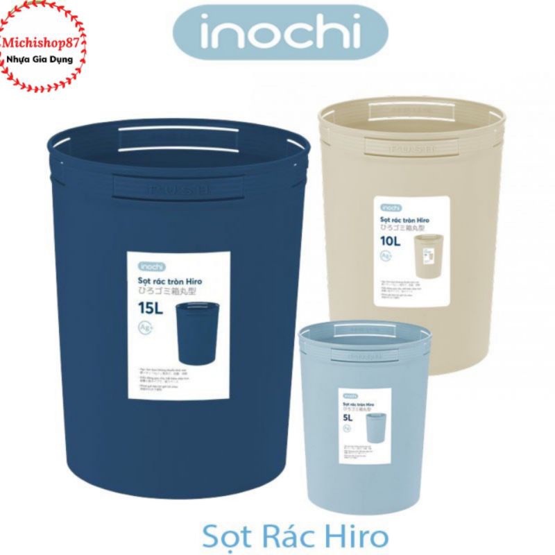 Sọt rác tròn, thùng đựng rác hiro 5L,10L,15L Inochi cao cấp kháng khuẩn ...