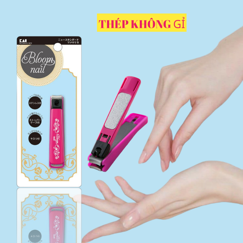 Bấm Móng Tay Inox Hoa Văn Kai Razor 01021-HC3600 Cỡ Nhỏ Màu Hồng