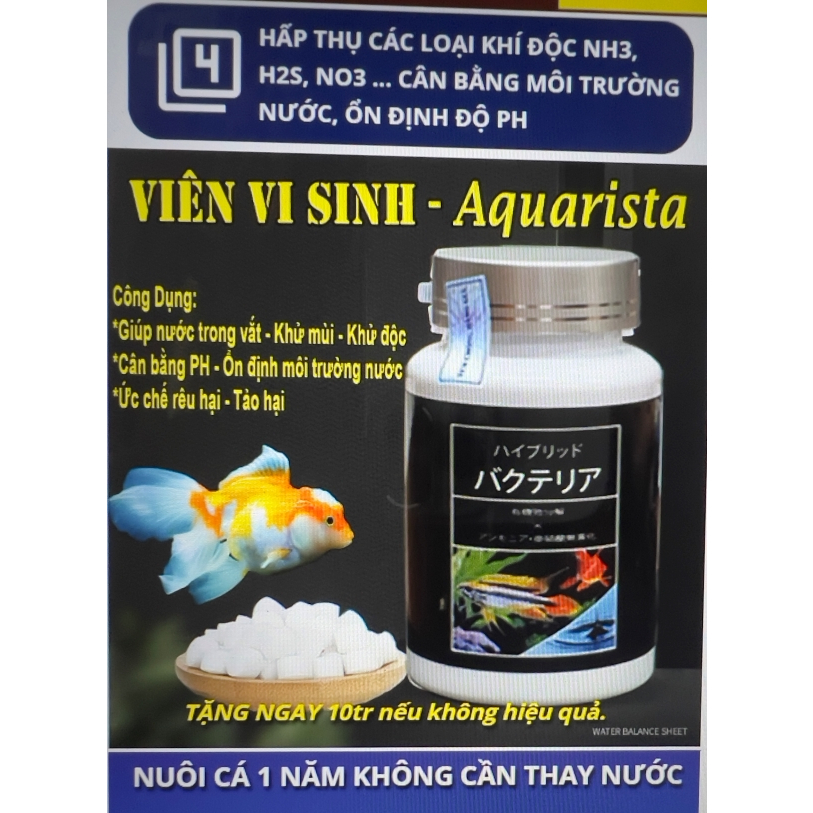 VI SINH DẠNG VIÊN AQUARISTA LÀM TRONG NƯỚC BỂ CÁ CẢNH NHẬT BẢN