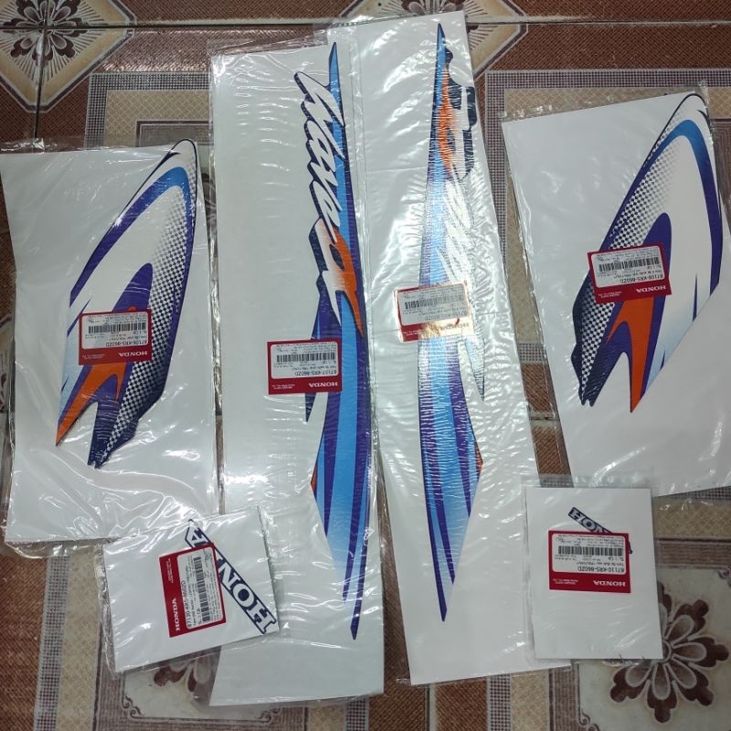 Bộ tem wave Alpha xanh đậm đời nốc máy đen Honda chính hãng | Shopee ...