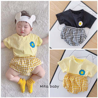 [Hottrend] Bộ Hàn Quốc cho bé - set áo cộc tay quần chip đùi caro bé trai bé gái siêu xinh