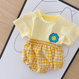 [Hottrend] Bộ Hàn Quốc cho bé - set áo cộc tay quần chip đùi caro bé trai bé gái siêu xinh