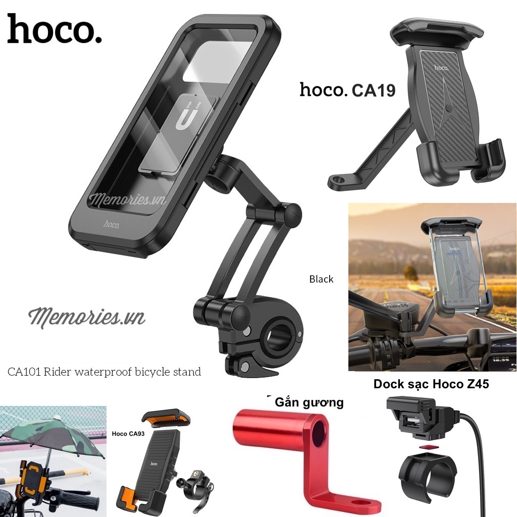 Giá đỡ điện thoại Hoco CA119, CA93, CA101 gắn chân gương + Tẩu sạc Hoco ...