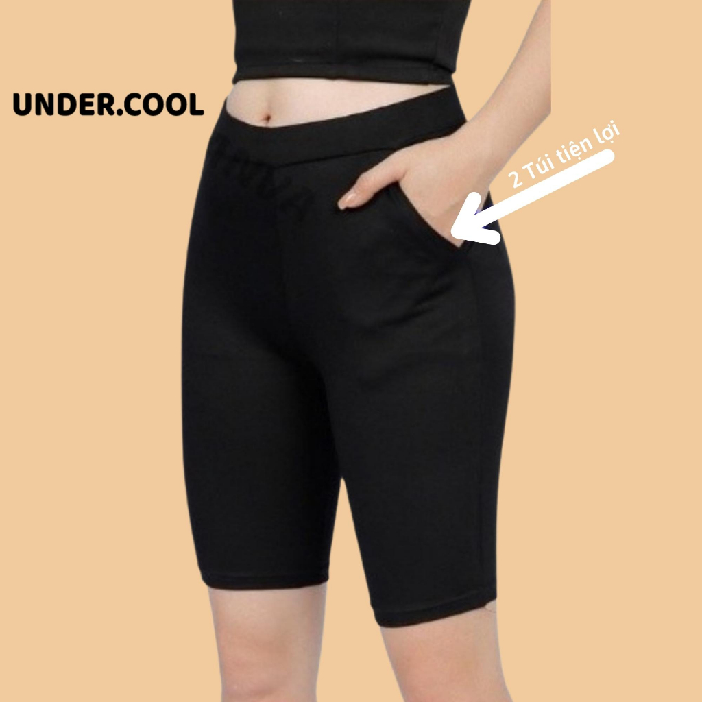 Quần legging ngố lửng đùi nữ UNDERCOOL Tôn Dáng bigsize ôm bó trên gối co dãn tốt cạp cao dáng tập gym yoga QS02