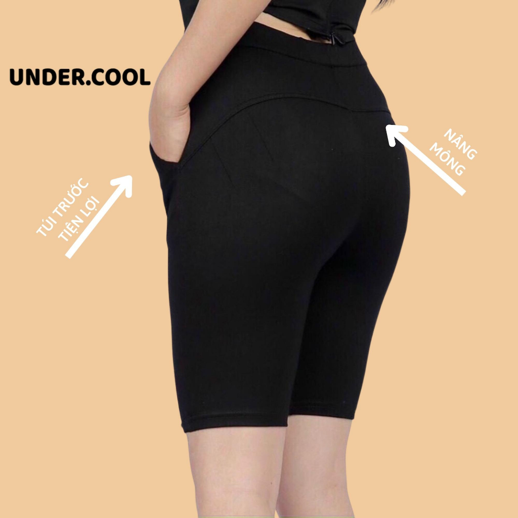 Quần legging ngố lửng đùi nữ UNDERCOOL Tôn Dáng bigsize ôm bó trên gối co dãn tốt cạp cao dáng tập gym yoga QS02