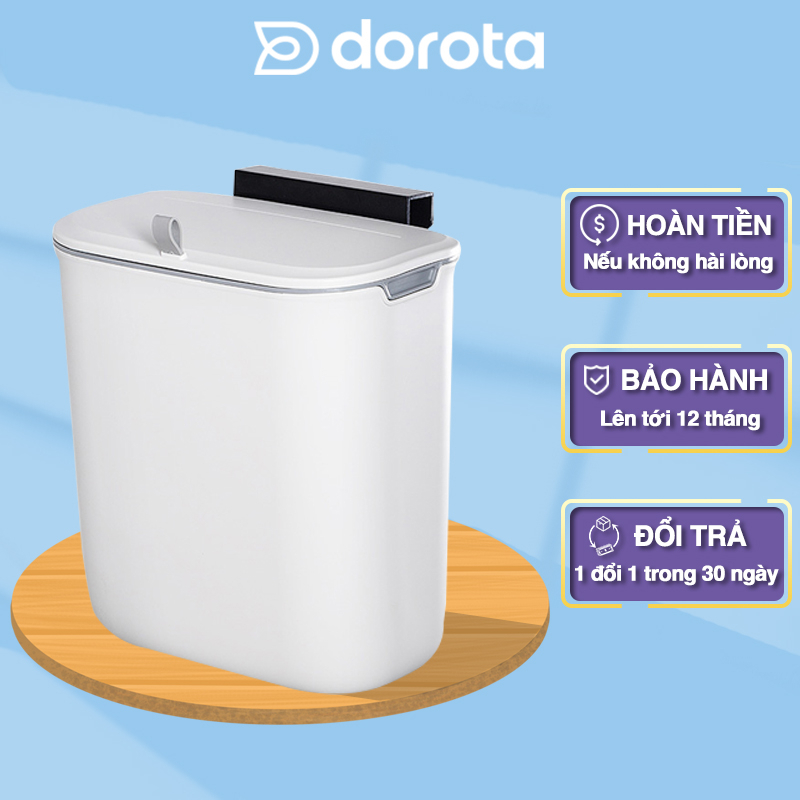 Thùng rác treo tủ bếp có nắp DOROTA cao cấp thông minh dễ dàng di chuyển có thể dán lên tủ size lớn AT773