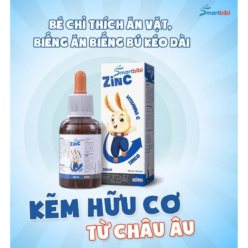 Kẽm Smartbibi Zinc bổ sung vitamin C giúp bé ăn ngon, giảm ốm vặt, tăng khả năng tập trung trí nhớ 30ml - hanzomart