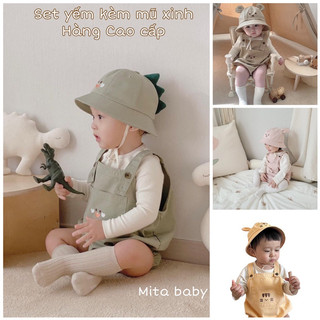 [Xuất Hàn] Set yếm kèm mũ xinh cho bé - bộ body áo liền quần cute cho bé trai bé gái - quà tặng sơ sinh