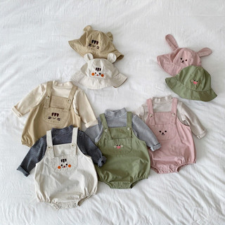 [Xuất Hàn] Set yếm kèm mũ xinh cho bé - bộ body áo liền quần cute cho bé trai bé gái - quà tặng sơ sinh