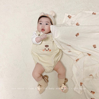 [Xuất Hàn] Set yếm kèm mũ xinh cho bé - bộ body áo liền quần cute cho bé trai bé gái - quà tặng sơ sinh