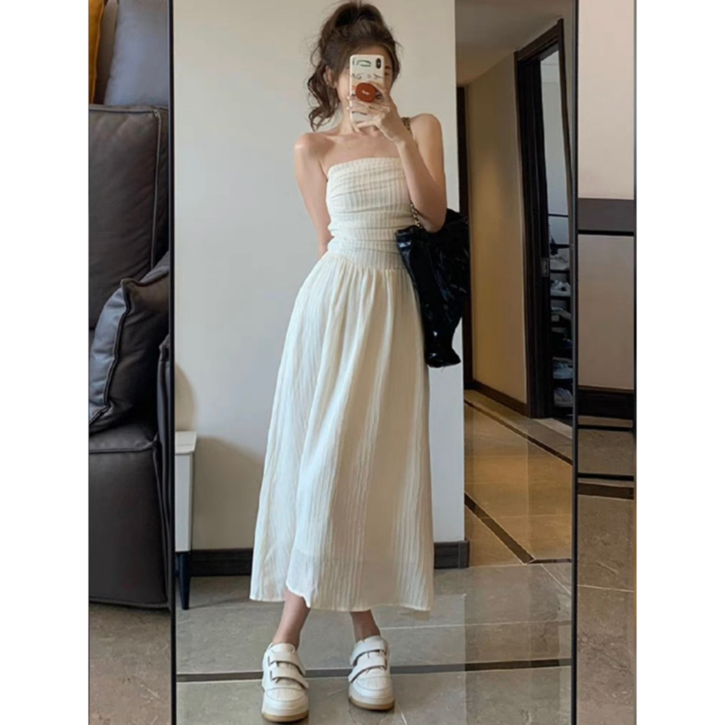 Váy 2 dây dáng dài chất đũi gân bèo ngực - Retrostyle - Vayduigan2sA382 ...