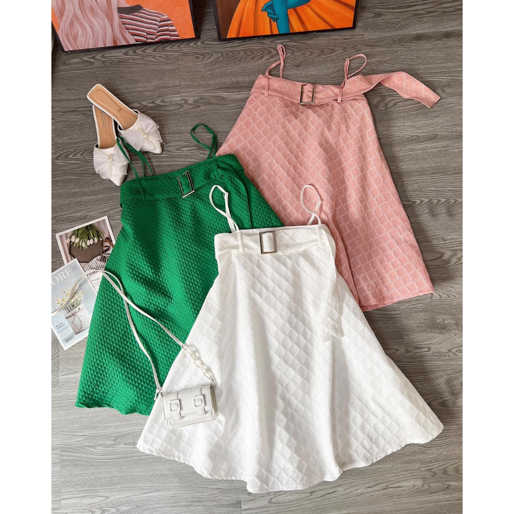ĐẦM 2 DÂY XOÈ KÈM BELT ⚡HỎA TỐC⚡ MEOINDAHOUSE