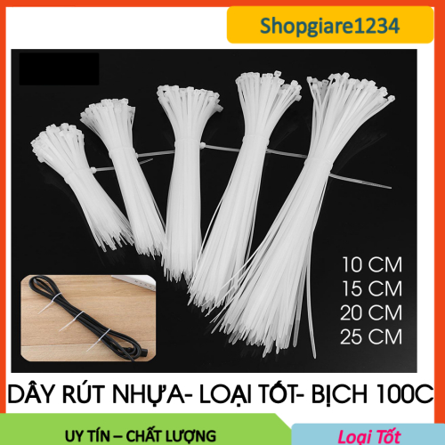 Dây Rút Nhựa (Loại Tốt)- 1 Bịch 100-120 Sợi Size 10CM, 15CM, 20CM, 30CM ...