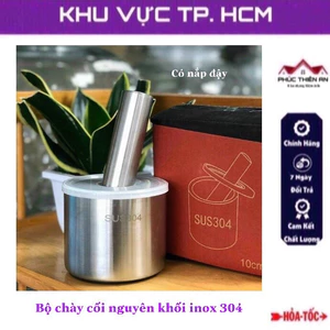 Bộ chày cối nguyên khối inox304 cao cấp, có nắp đậy