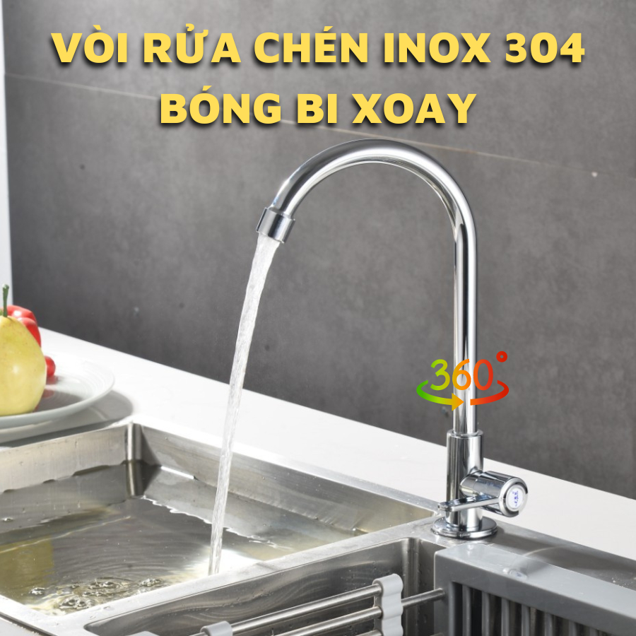 Vòi rửa chén bát HUY TUONG chất liệu Inox 304 siêu bền, dày, chắc chắn, chất lượng